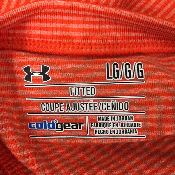 Under Armour Orange Striped Fitted Infrared Base Layer Top Mens Large Cold Gear - Picture 9 of 15